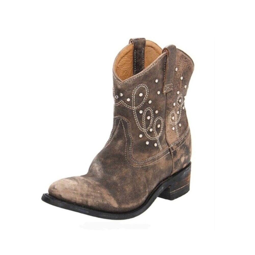 Miz Mooz Cozumel Distressed Leather Studded Western Boots